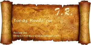 Tordy Rovéna névjegykártya